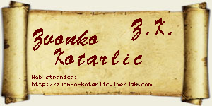 Zvonko Kotarlić vizit kartica